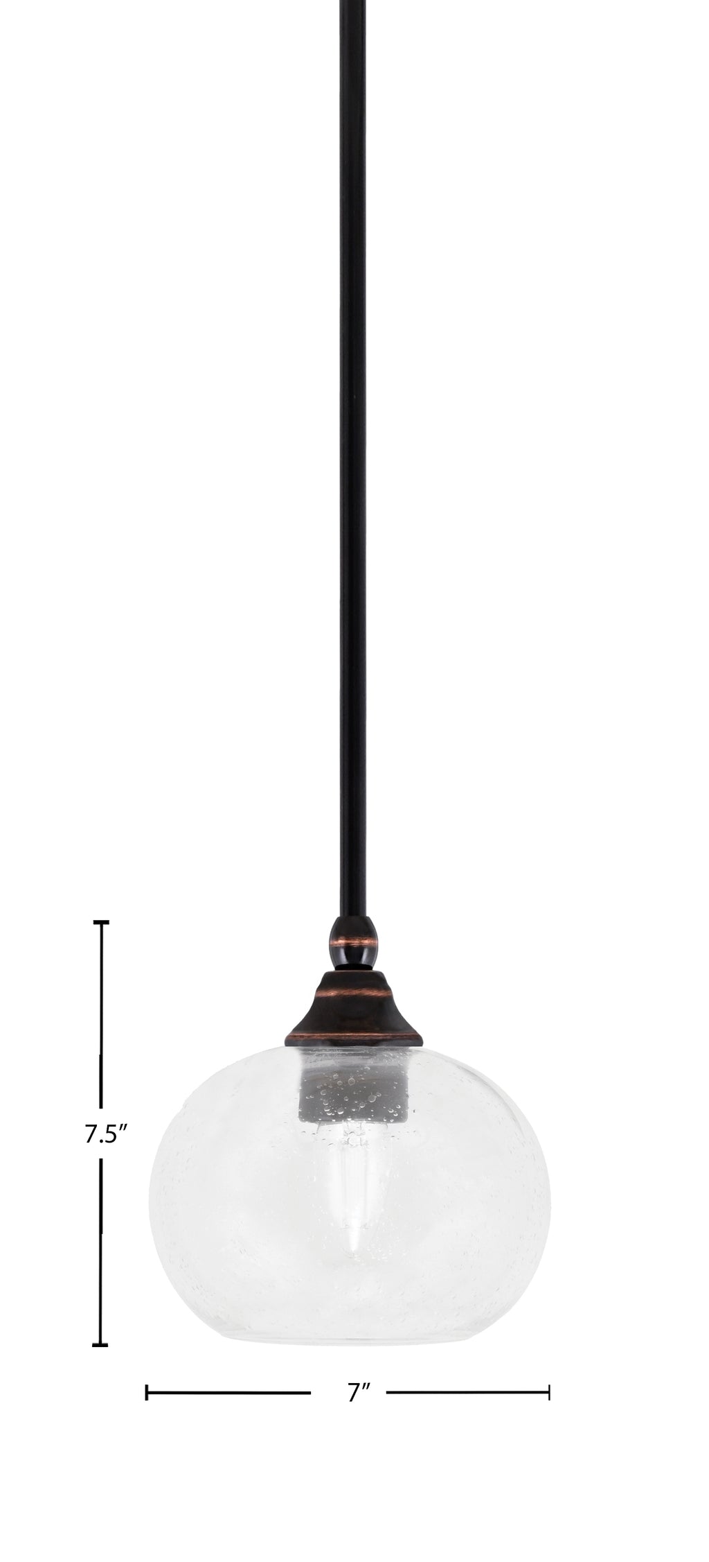Stem One Light Mini Pendant in Black Copper with 7" Clear Bubble Shade