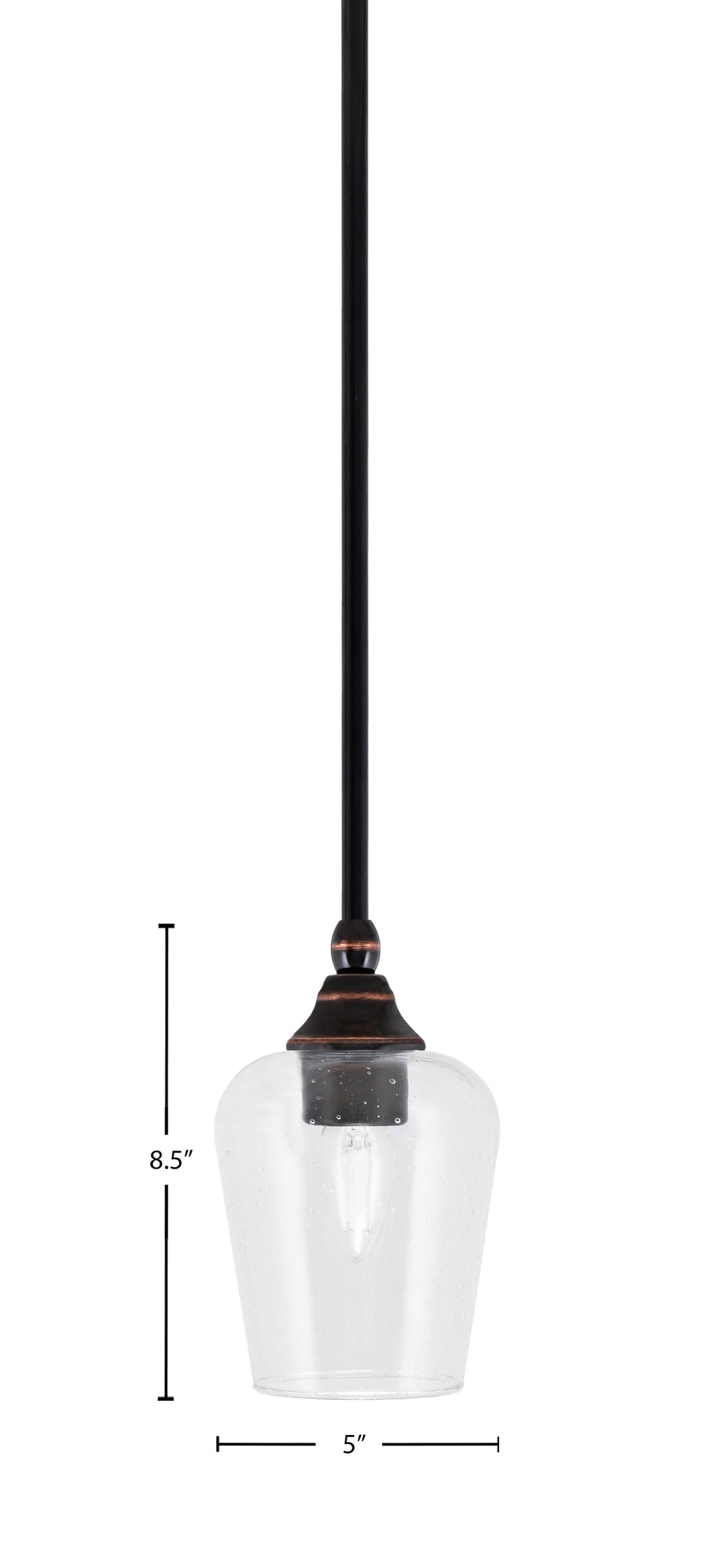 Stem One Light Mini Pendant in Black Copper with 5" Clear Bubble Shade