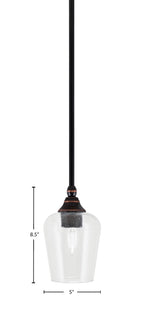 Stem One Light Mini Pendant in Black Copper with 5" Clear Bubble Shade