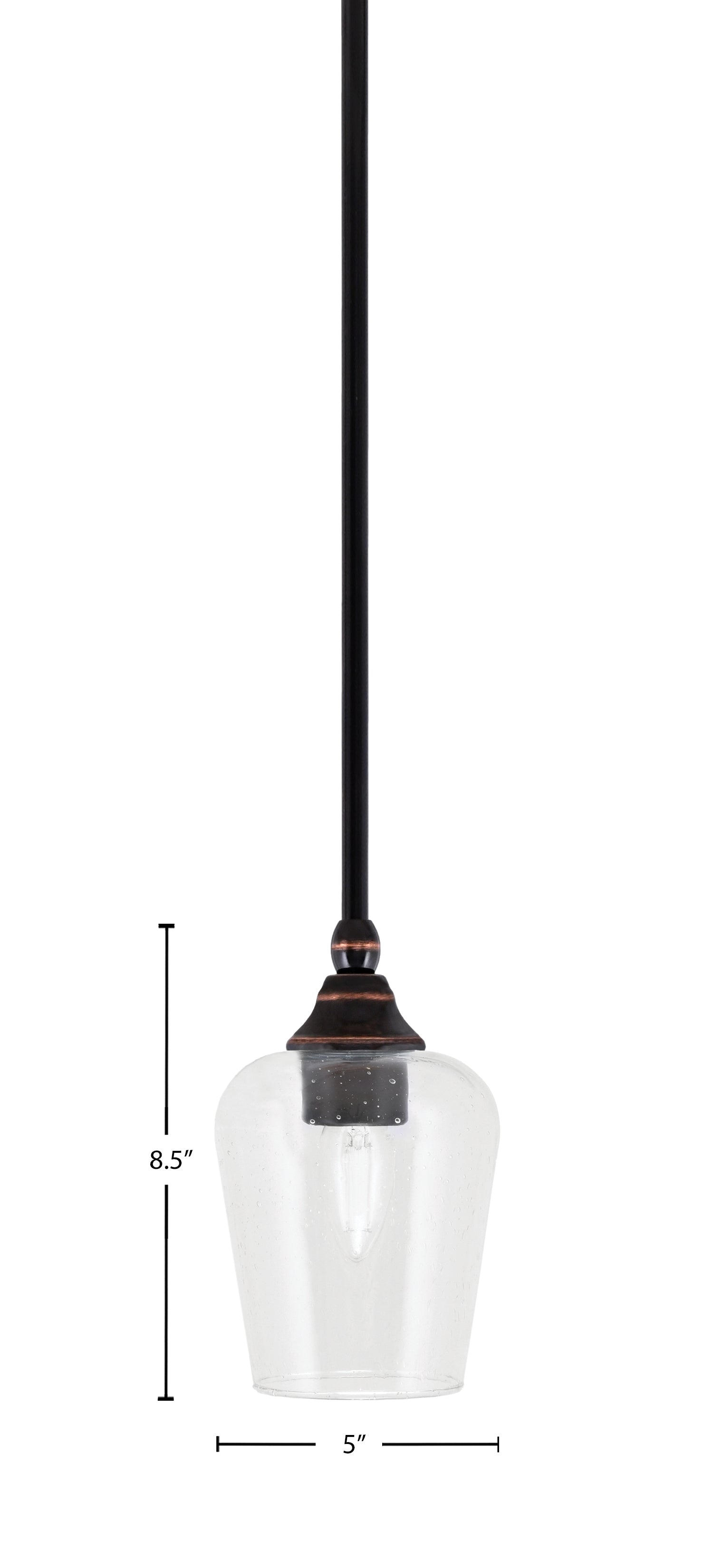 Stem One Light Mini Pendant in Black Copper with 5" Clear Bubble Shade