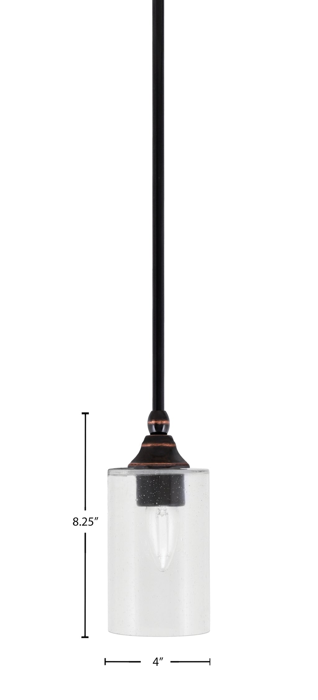 Stem One Light Mini Pendant in Black Copper with 4" Clear Bubble Shade