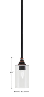 Stem One Light Mini Pendant in Black Copper with 4" Clear Bubble Shade
