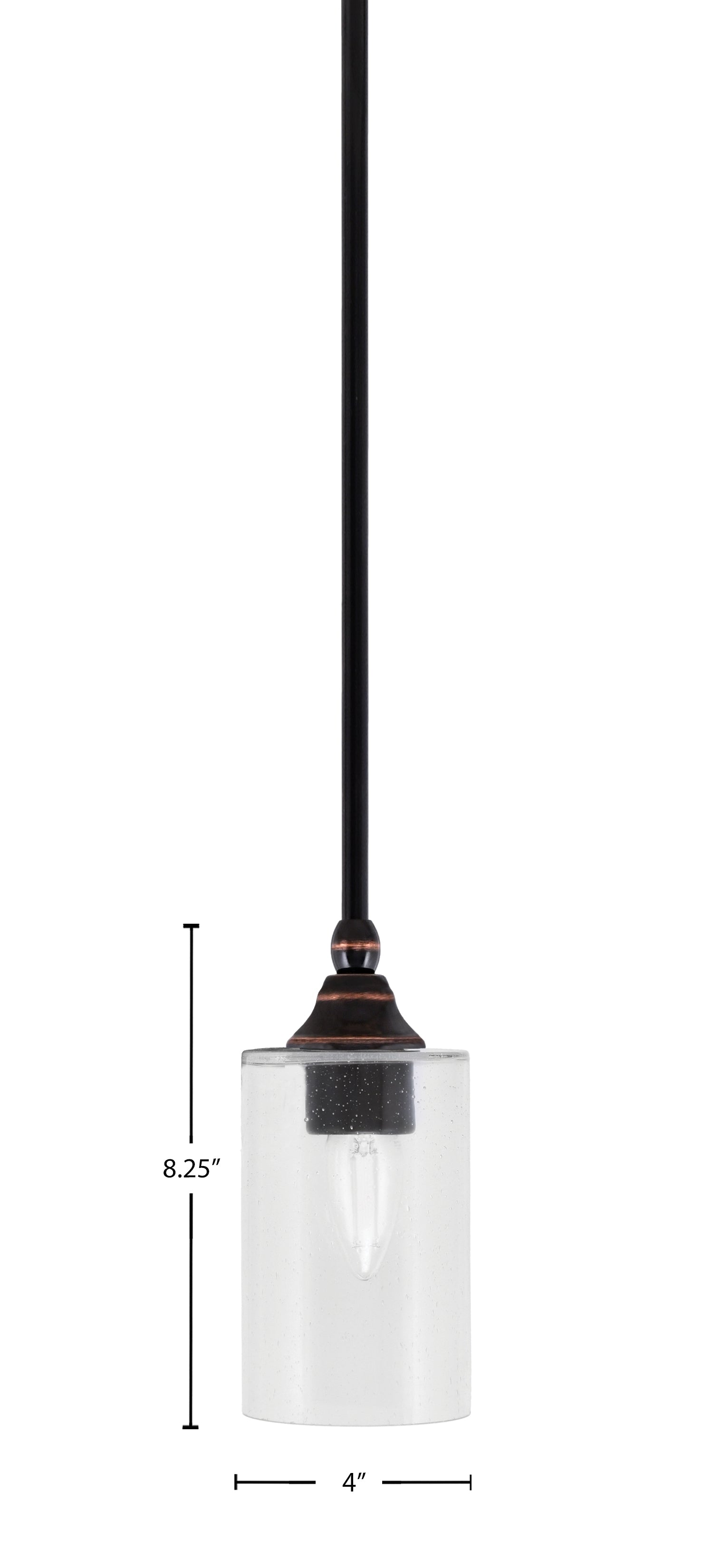Stem One Light Mini Pendant in Black Copper with 4" Clear Bubble Shade