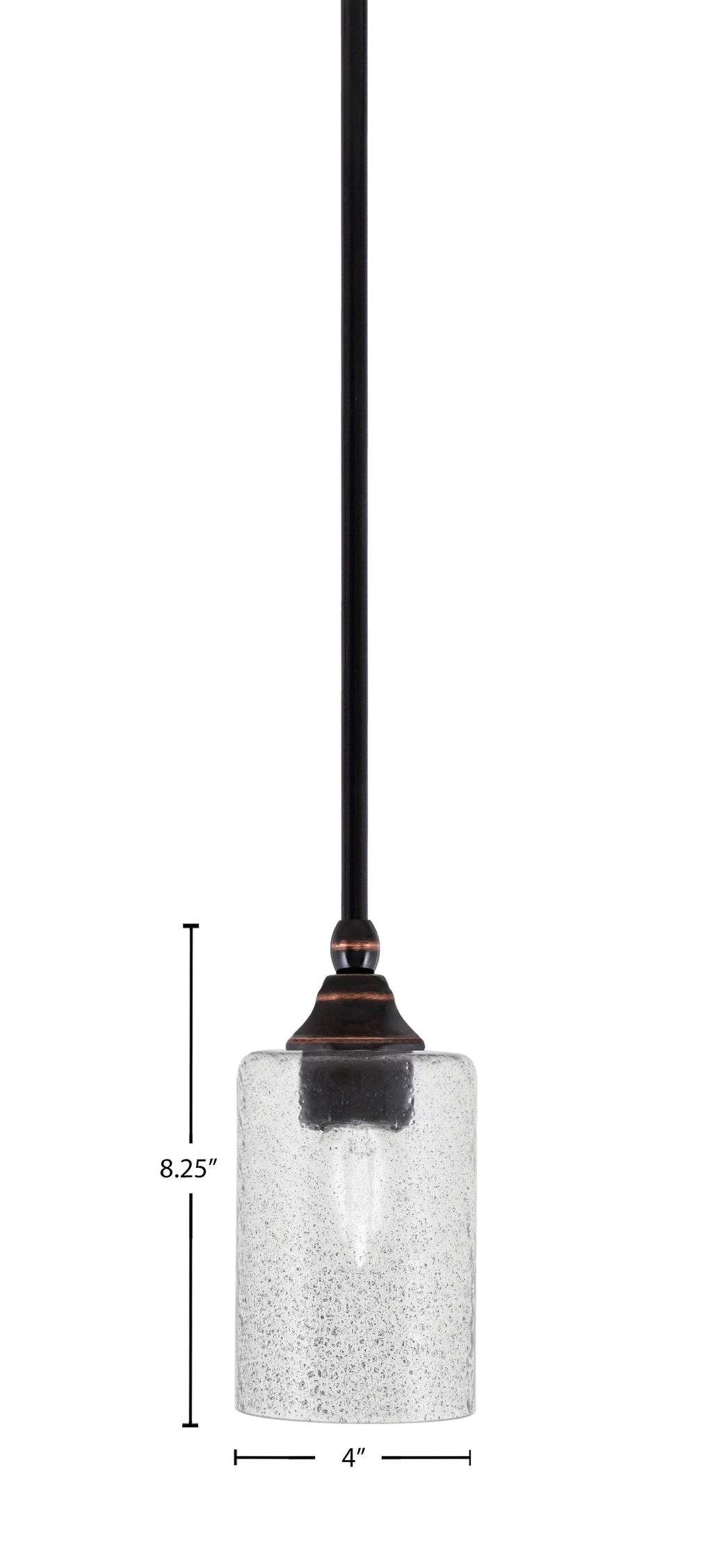 Stem One Light Mini Pendant in Black Copper with 4" Smoke Bubble Shade