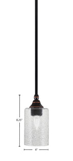 Stem One Light Mini Pendant in Black Copper with 4" Smoke Bubble Shade