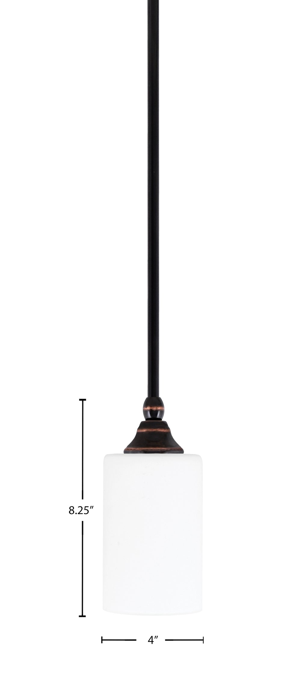 Stem One Light Mini Pendant in Black Copper with 4" White Muslin Shade
