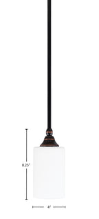 Stem One Light Mini Pendant in Black Copper with 4" White Muslin Shade