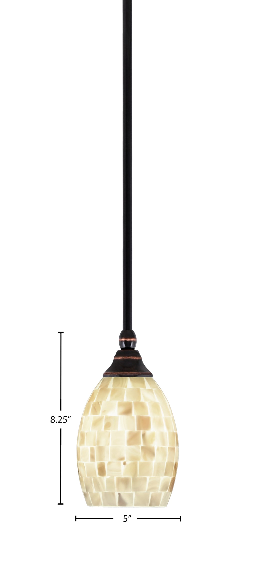 Any One Light Mini Pendant in Black Copper with 5" Ivory Glaze Seashell Shade