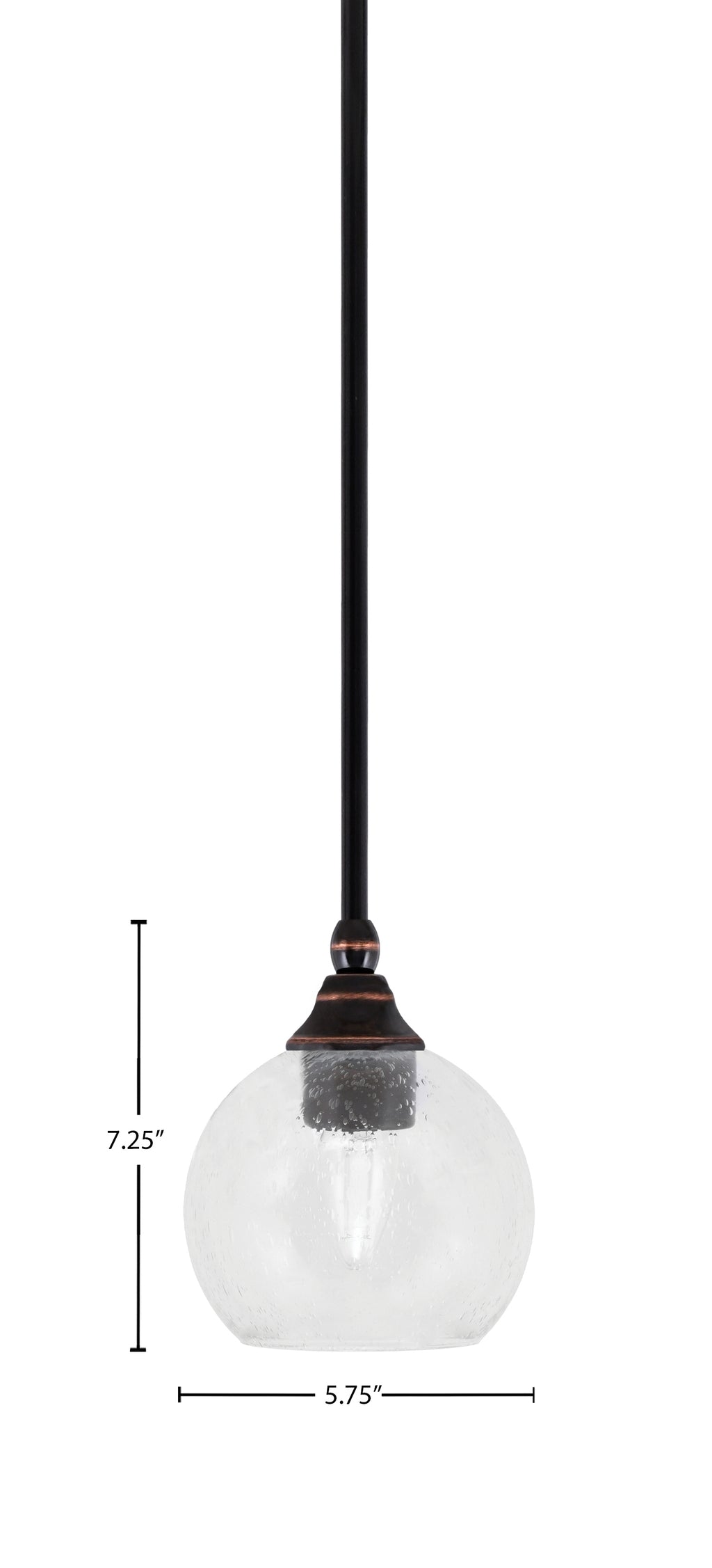 Stem One Light Mini Pendant in Black Copper with 5.75" Clear Bubble Shade