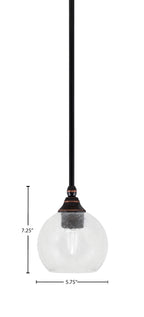 Stem One Light Mini Pendant in Black Copper with 5.75" Clear Bubble Shade