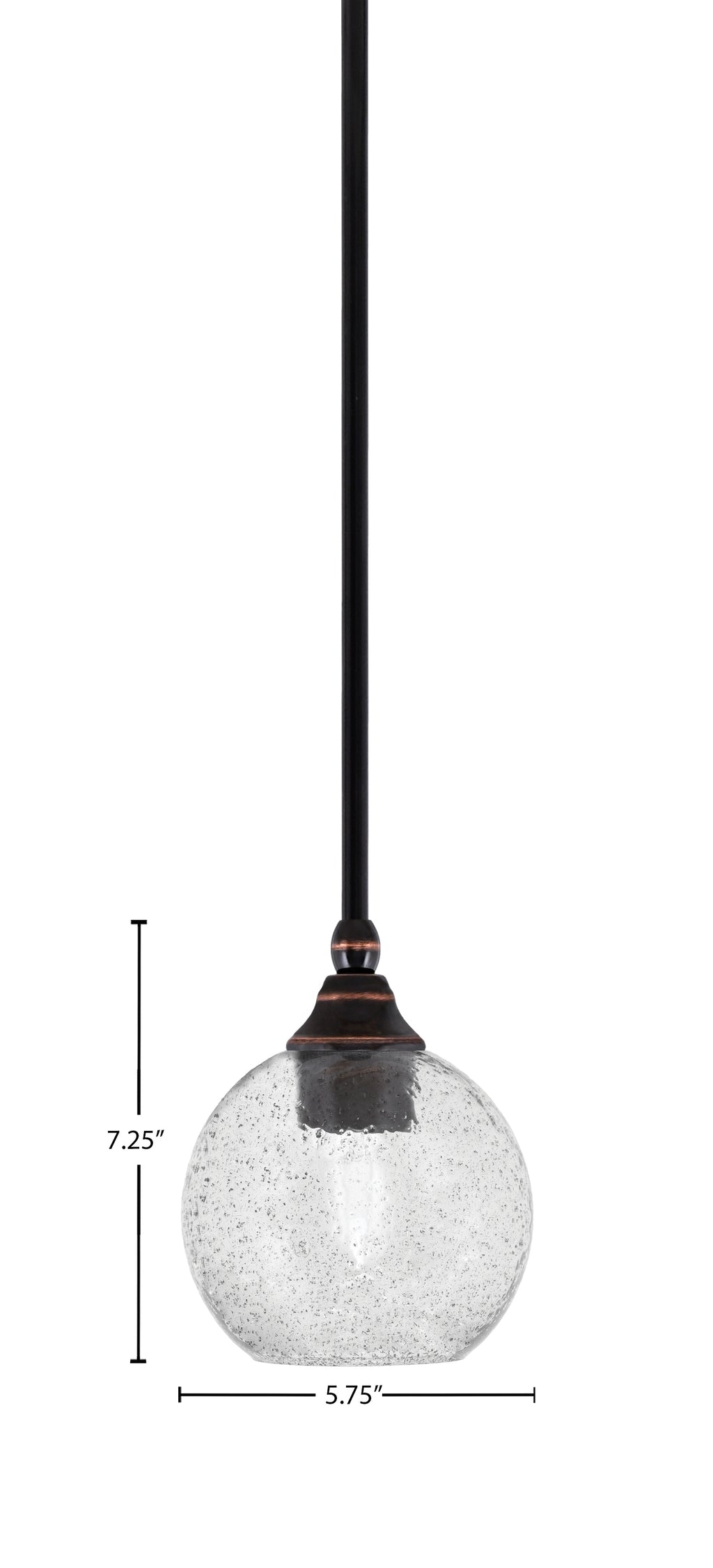 Stem One Light Mini Pendant in Black Copper with 5.75" Smoke Bubble Shade