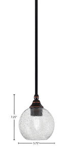 Stem One Light Mini Pendant in Black Copper with 5.75" Smoke Bubble Shade