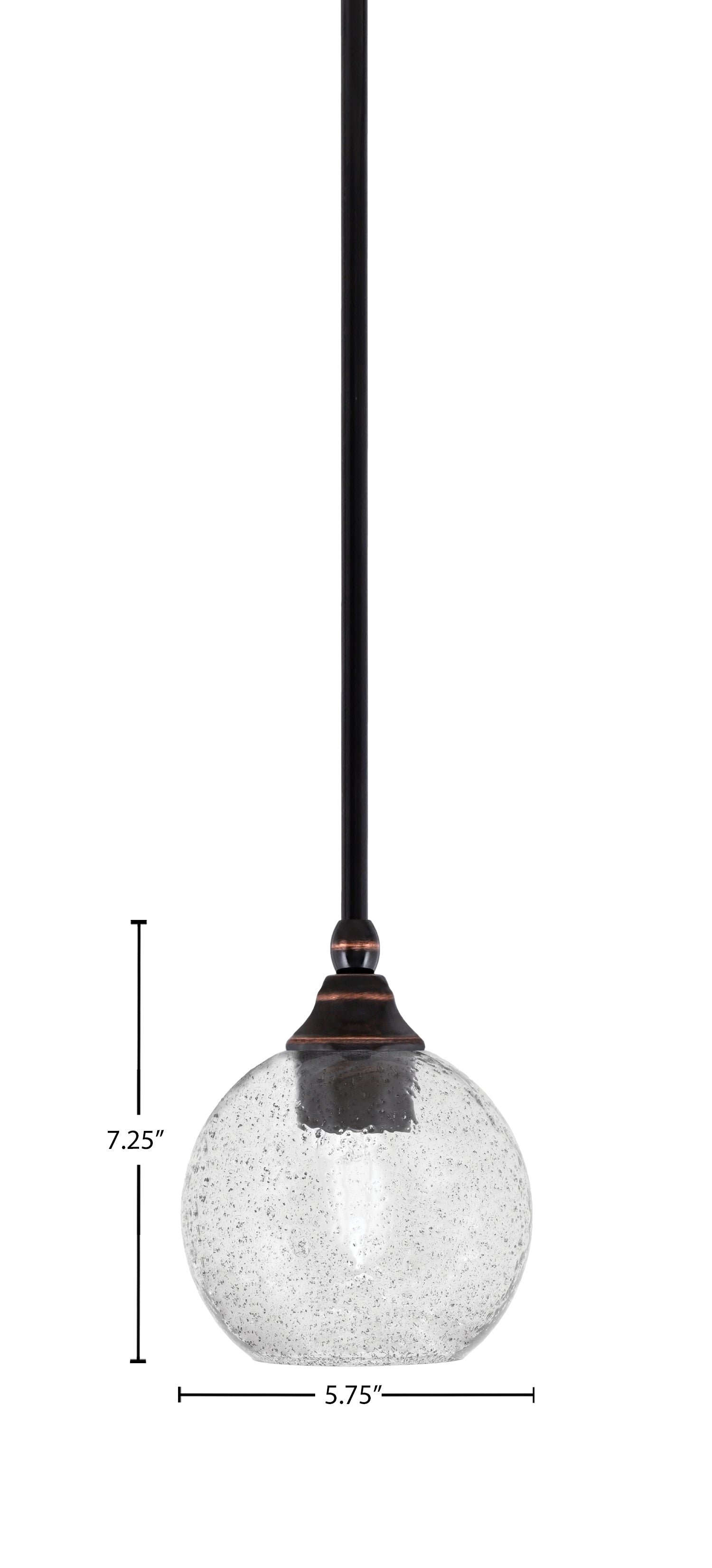 Stem One Light Mini Pendant in Black Copper with 5.75" Smoke Bubble Shade
