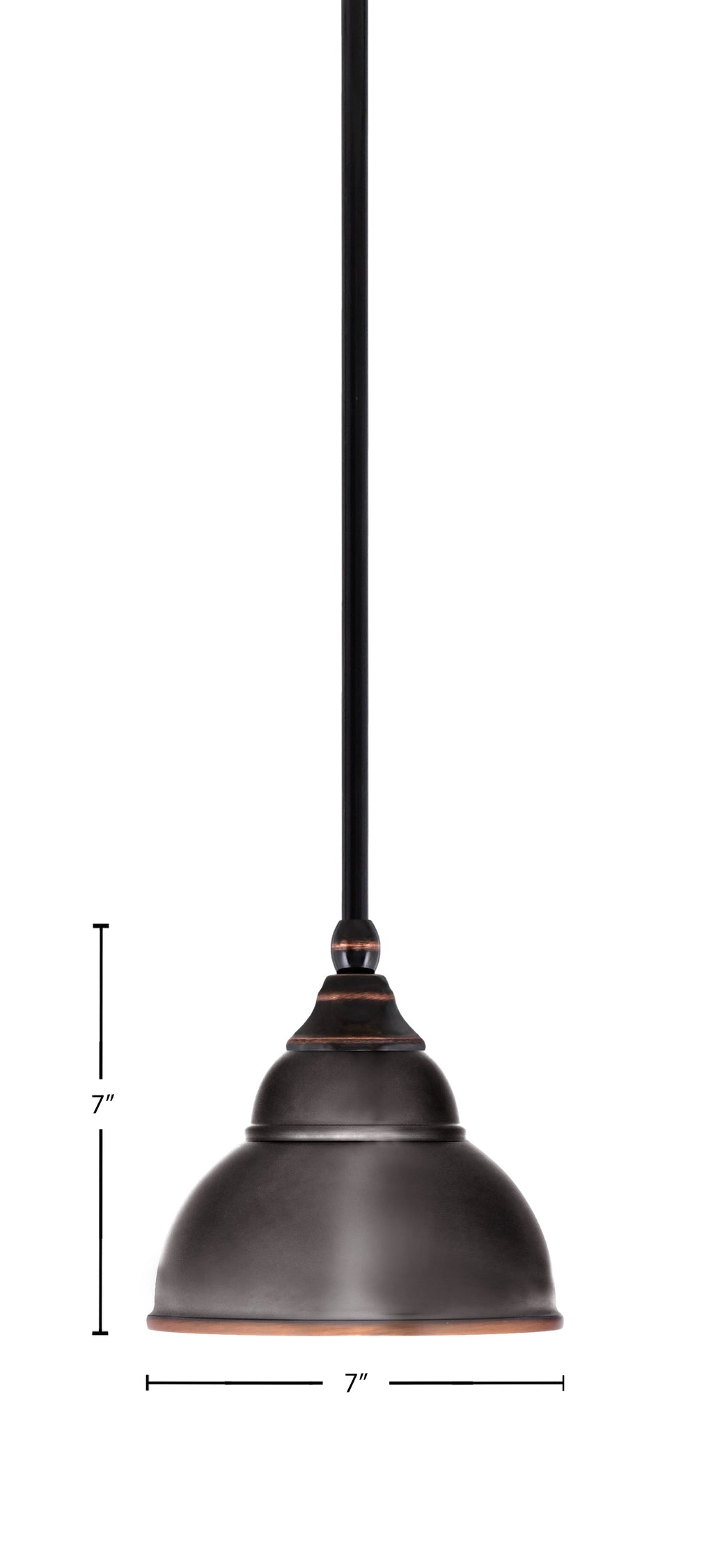 Any One Light Mini Pendant in Black Copper with 7" Black Copper Double Bubble Metal Shade Shade