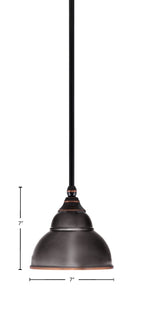 Any One Light Mini Pendant in Black Copper with 7" Black Copper Double Bubble Metal Shade Shade