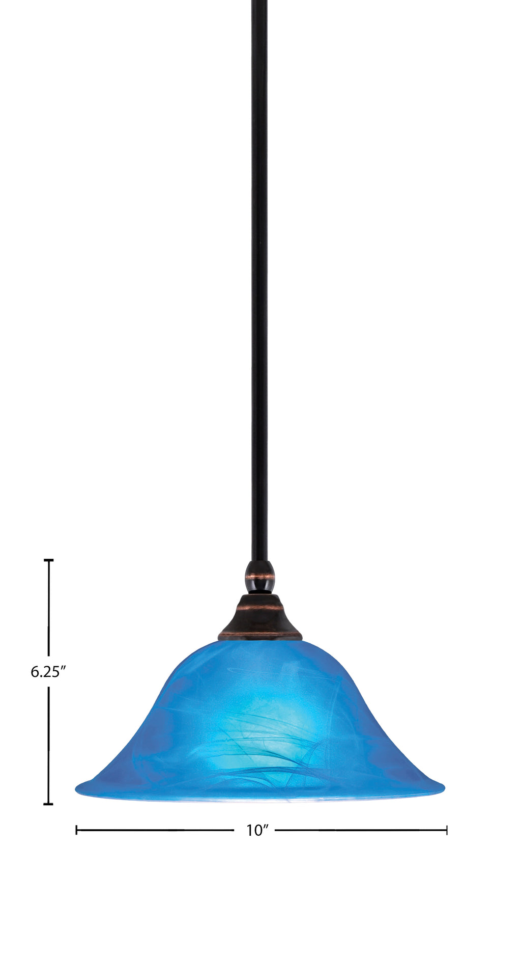Any One Light Mini Pendant in Black Copper with 10" Blue Italian Shade