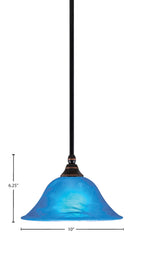 Any One Light Mini Pendant in Black Copper with 10" Blue Italian Shade