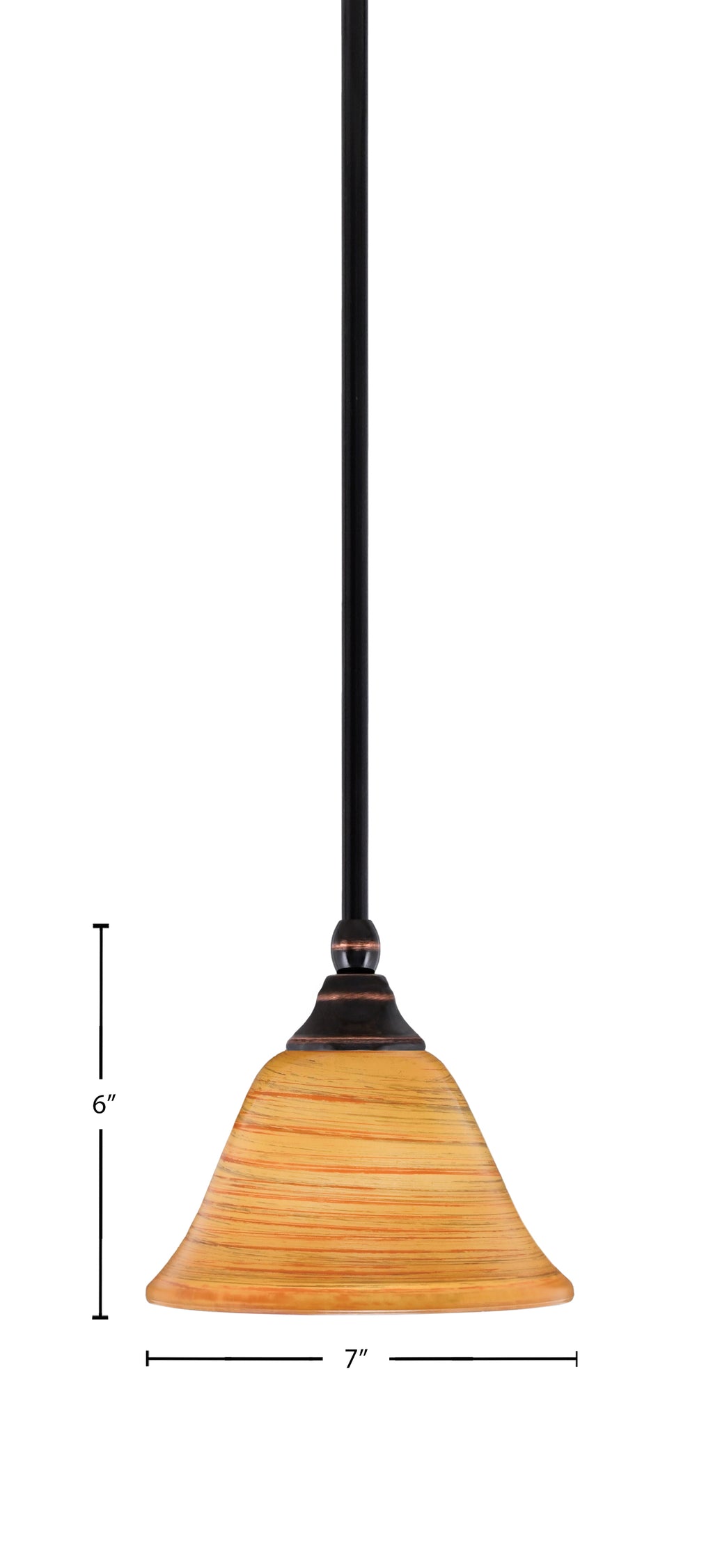 Any One Light Mini Pendant in Black Copper with 7" Firré Saturn Shade