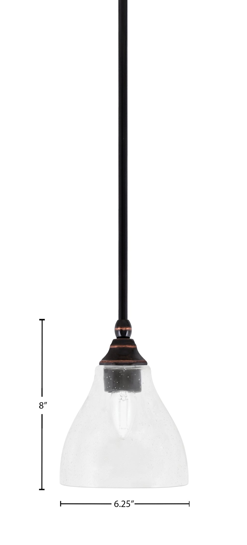 Stem One Light Mini Pendant in Black Copper with 6.25" Clear Bubble Shade