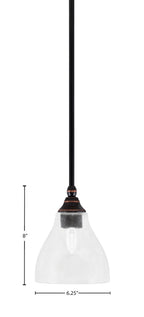 Stem One Light Mini Pendant in Black Copper with 6.25" Clear Bubble Shade