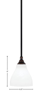 Stem One Light Mini Pendant in Black Copper with 6.25" White Marble Shade