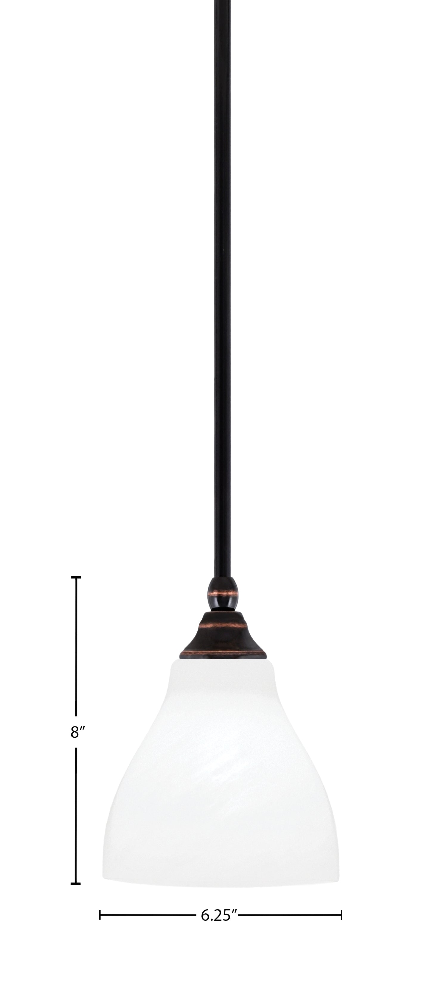 Stem One Light Mini Pendant in Black Copper with 6.25" White Marble Shade