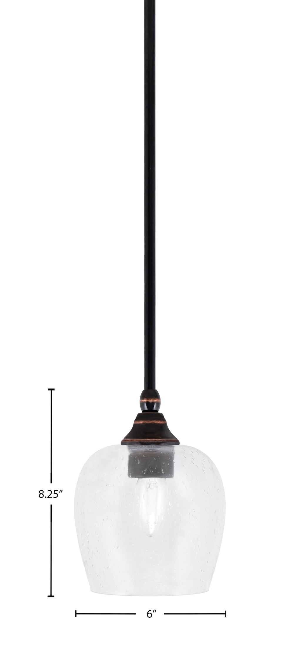 Stem One Light Mini Pendant in Black Copper with 6" Clear Bubble Shade