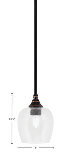 Stem One Light Mini Pendant in Black Copper with 6" Clear Bubble Shade