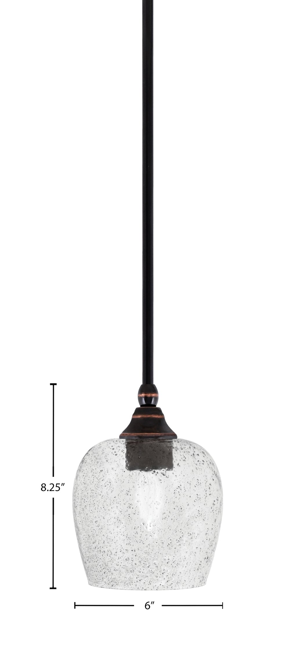 Stem One Light Mini Pendant in Black Copper with 6" Smoke Bubble Shade