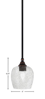 Stem One Light Mini Pendant in Black Copper with 6" Smoke Bubble Shade