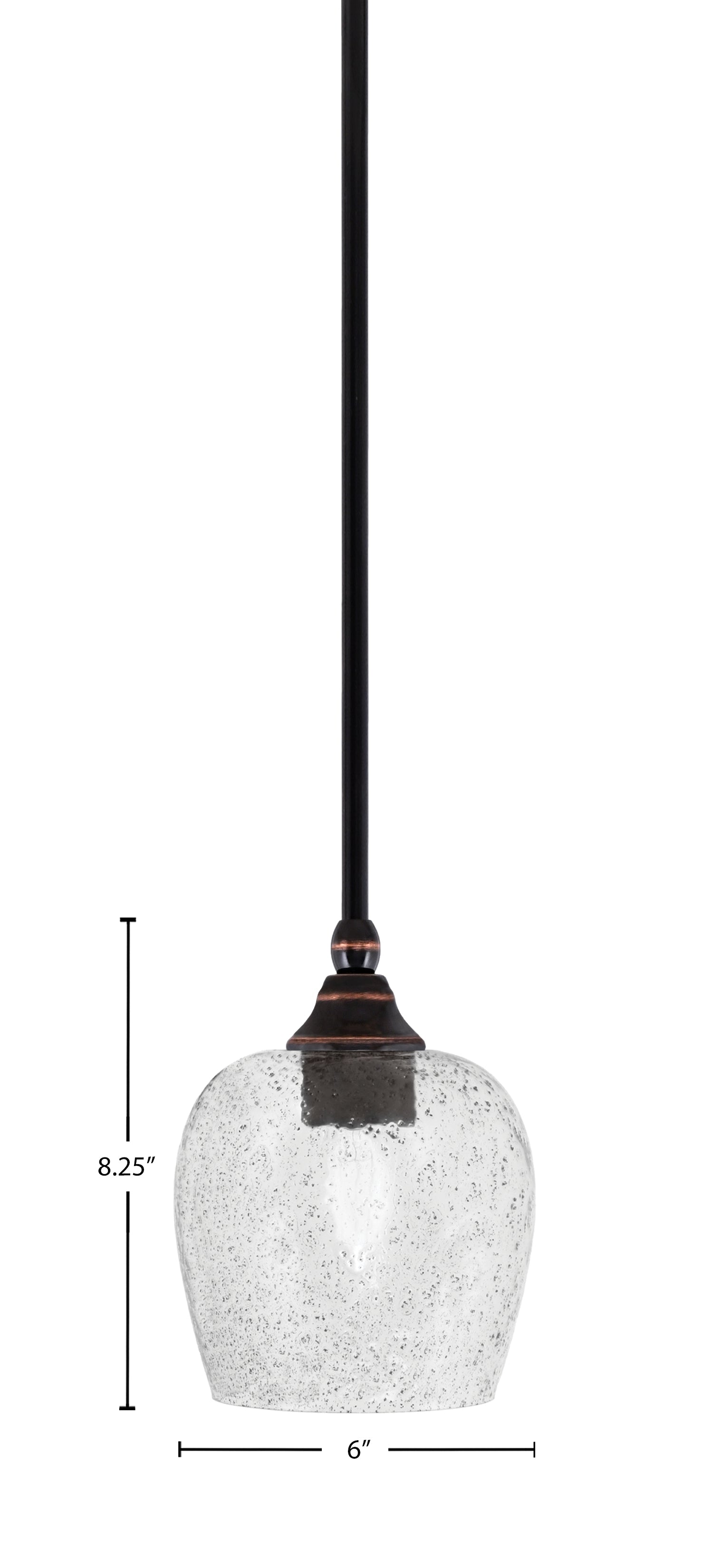 Stem One Light Mini Pendant in Black Copper with 6" Smoke Bubble Shade