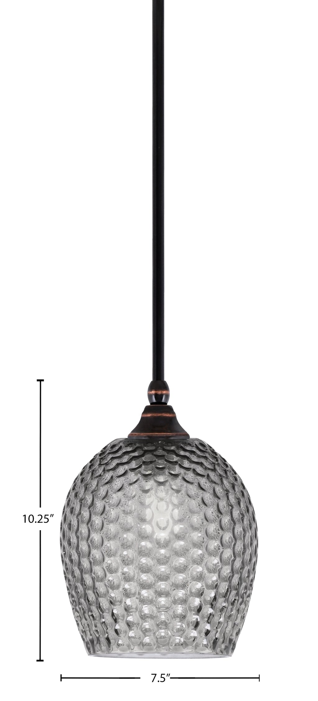 Stem One Light Mini Pendant in Black Copper with 7.5" Smoke Textured Shade