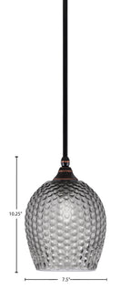 Stem One Light Mini Pendant in Black Copper with 7.5" Smoke Textured Shade