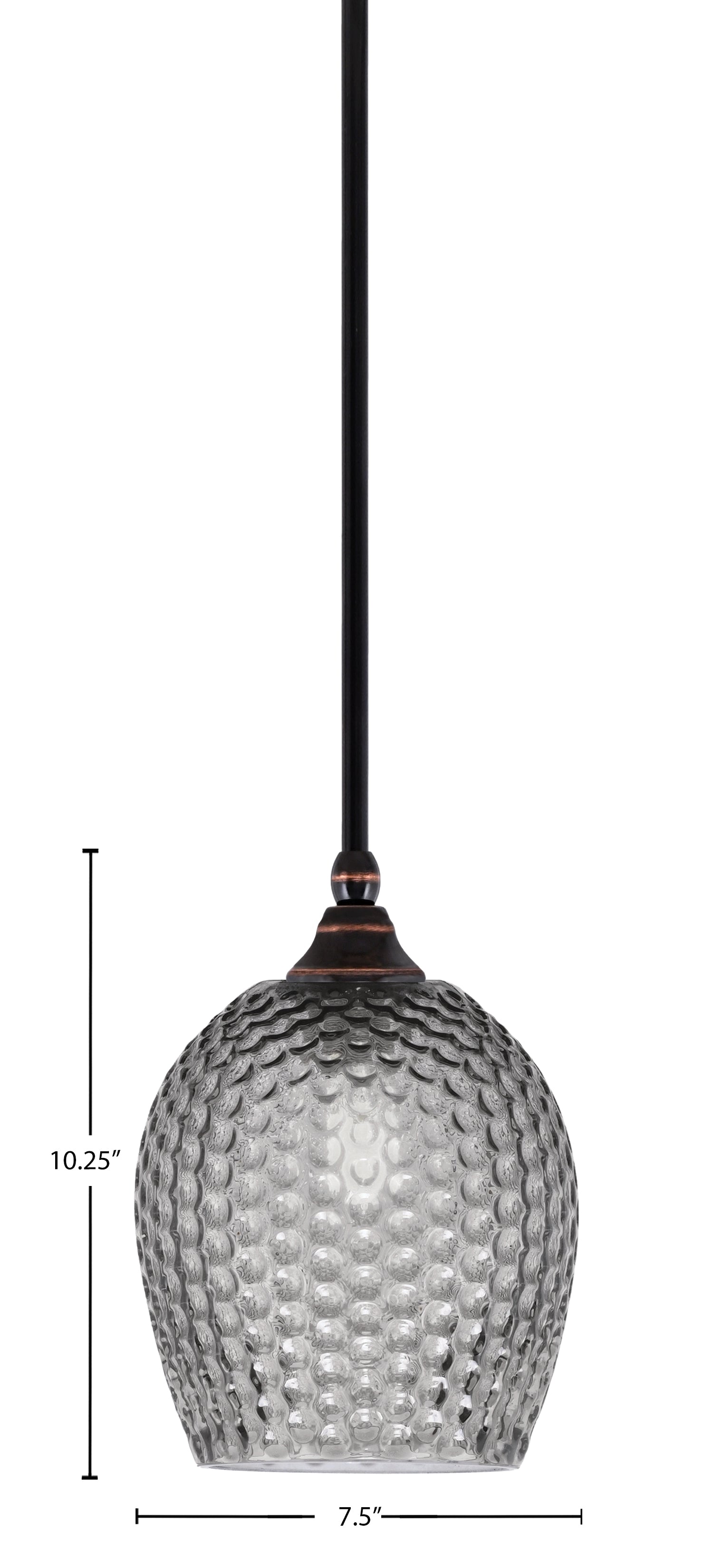 Stem One Light Mini Pendant in Black Copper with 7.5" Smoke Textured Shade