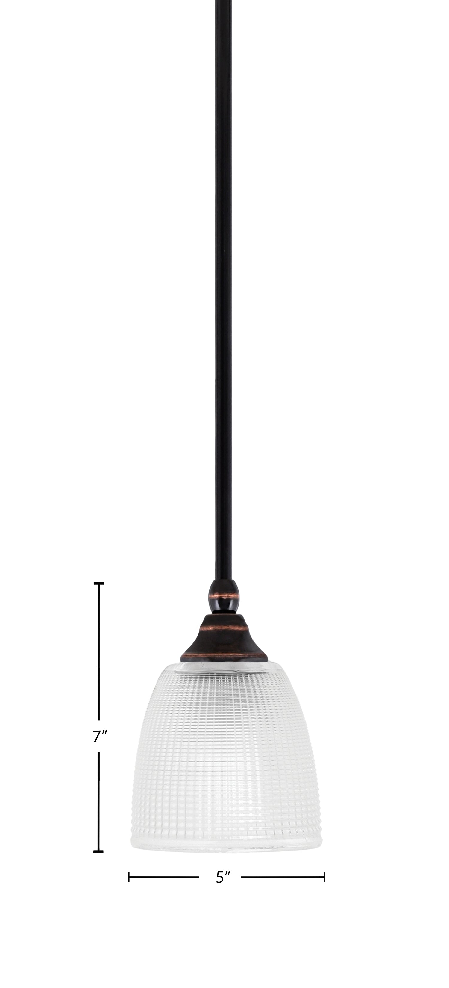 Stem One Light Mini Pendant in Black Copper with 5" Clear Ribbed Shade