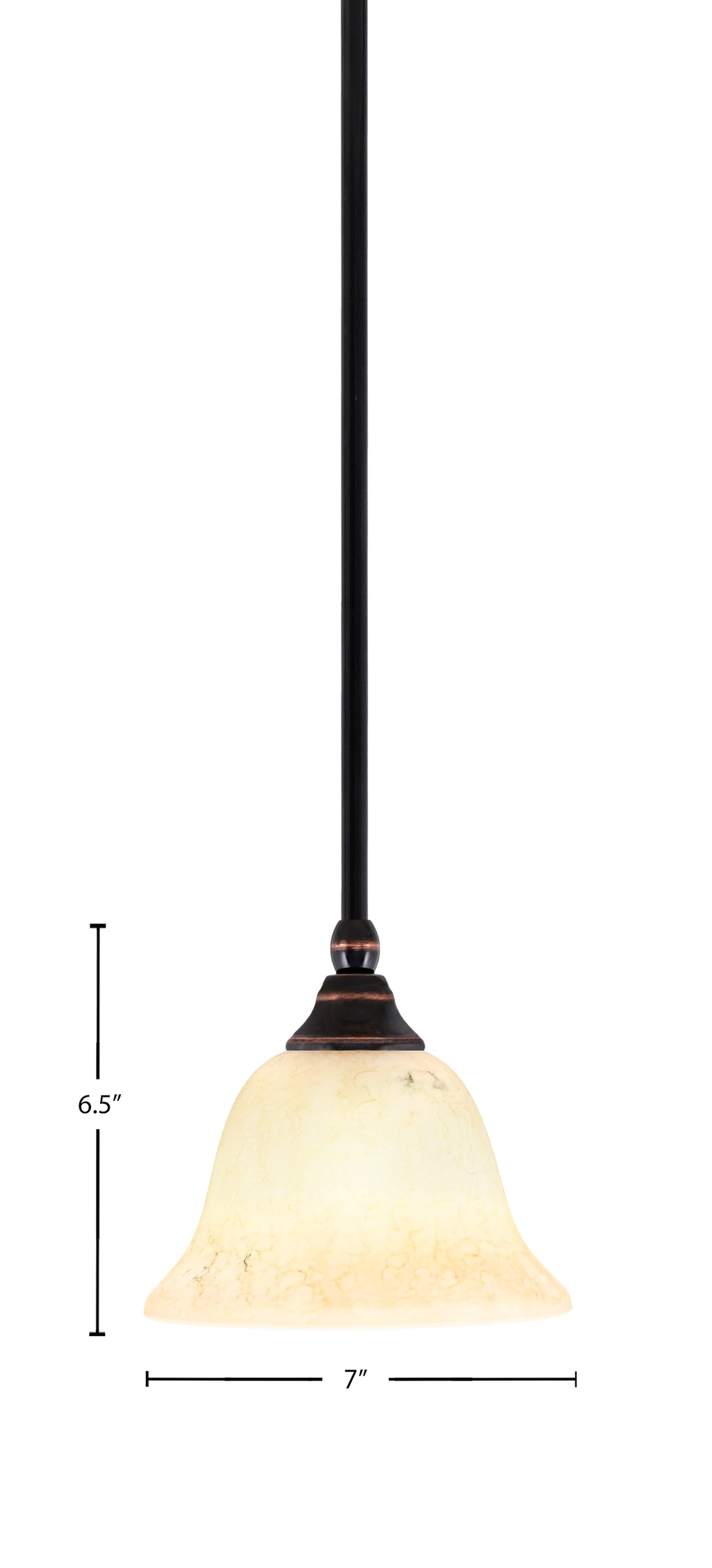 Any One Light Mini Pendant in Black Copper with 7" Italian Marble Shade