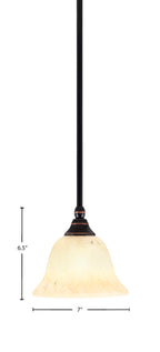 Any One Light Mini Pendant in Black Copper with 7" Italian Marble Shade