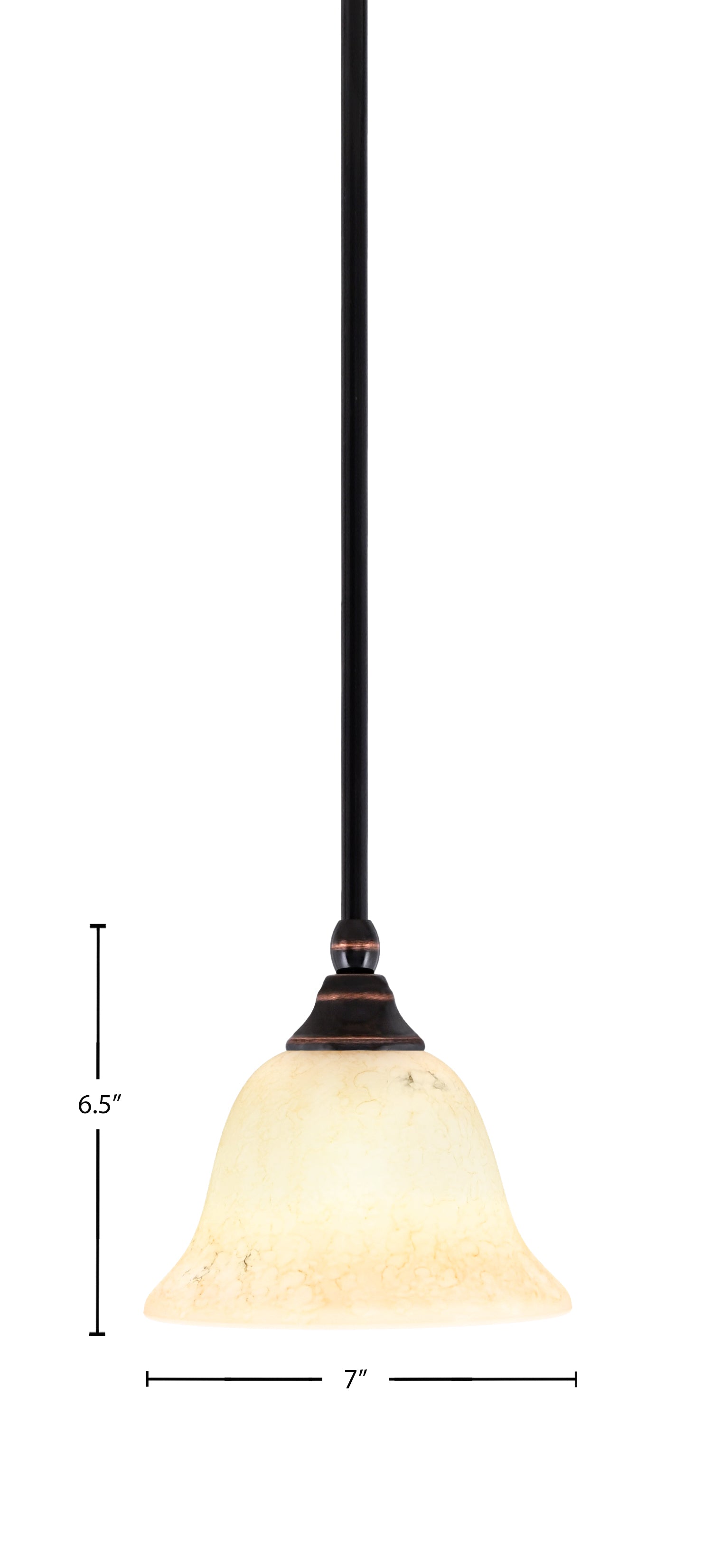 Any One Light Mini Pendant in Black Copper with 7" Italian Marble Shade