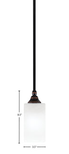 Stem One Light Mini Pendant in Black Copper with 3.5" Square White Marble Shade