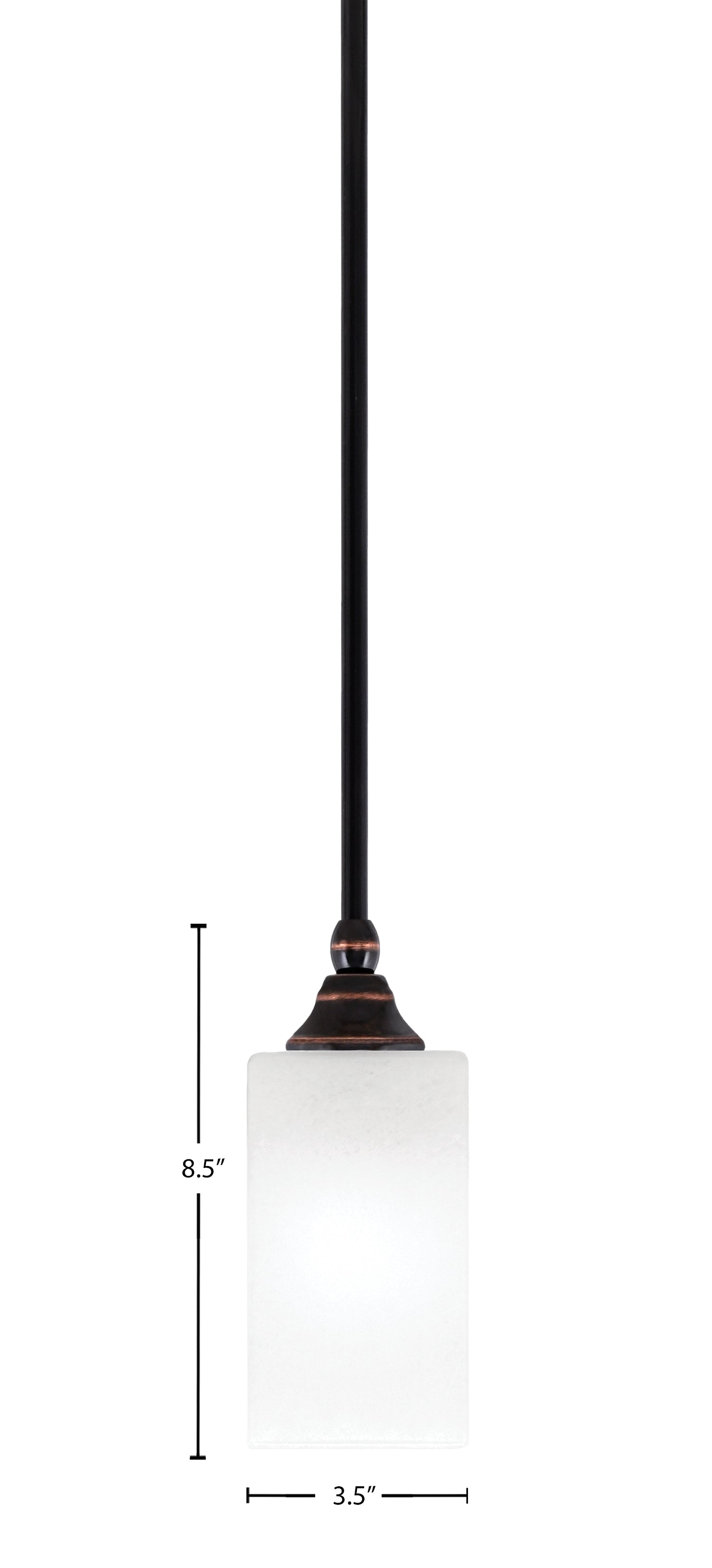 Stem One Light Mini Pendant in Black Copper with 3.5" Square White Marble Shade
