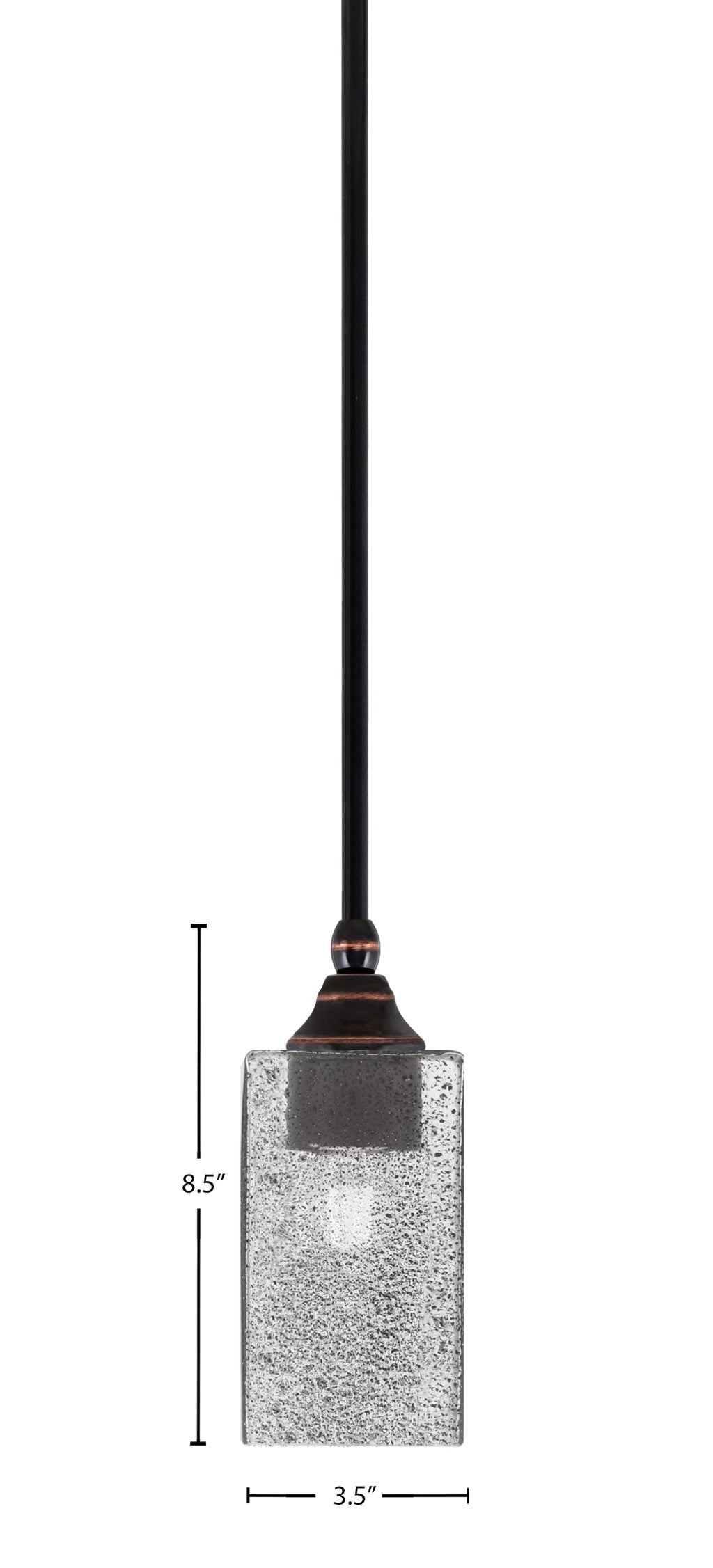 Stem One Light Mini Pendant in Black Copper with 3.5" Square Smoke Bubble Shade