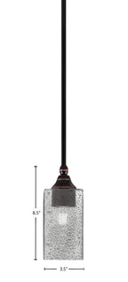 Stem One Light Mini Pendant in Black Copper with 3.5" Square Smoke Bubble Shade