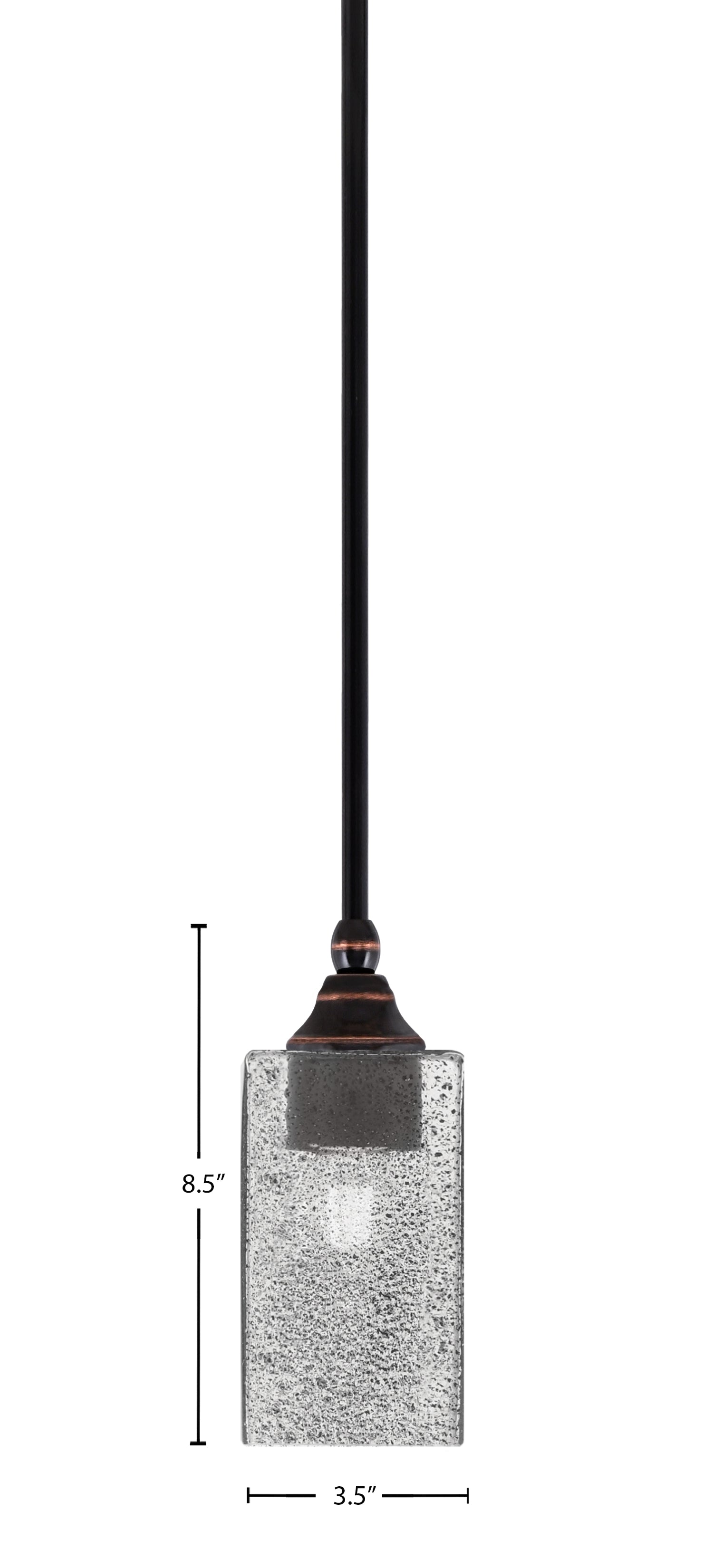 Stem One Light Mini Pendant in Black Copper with 3.5" Square Smoke Bubble Shade