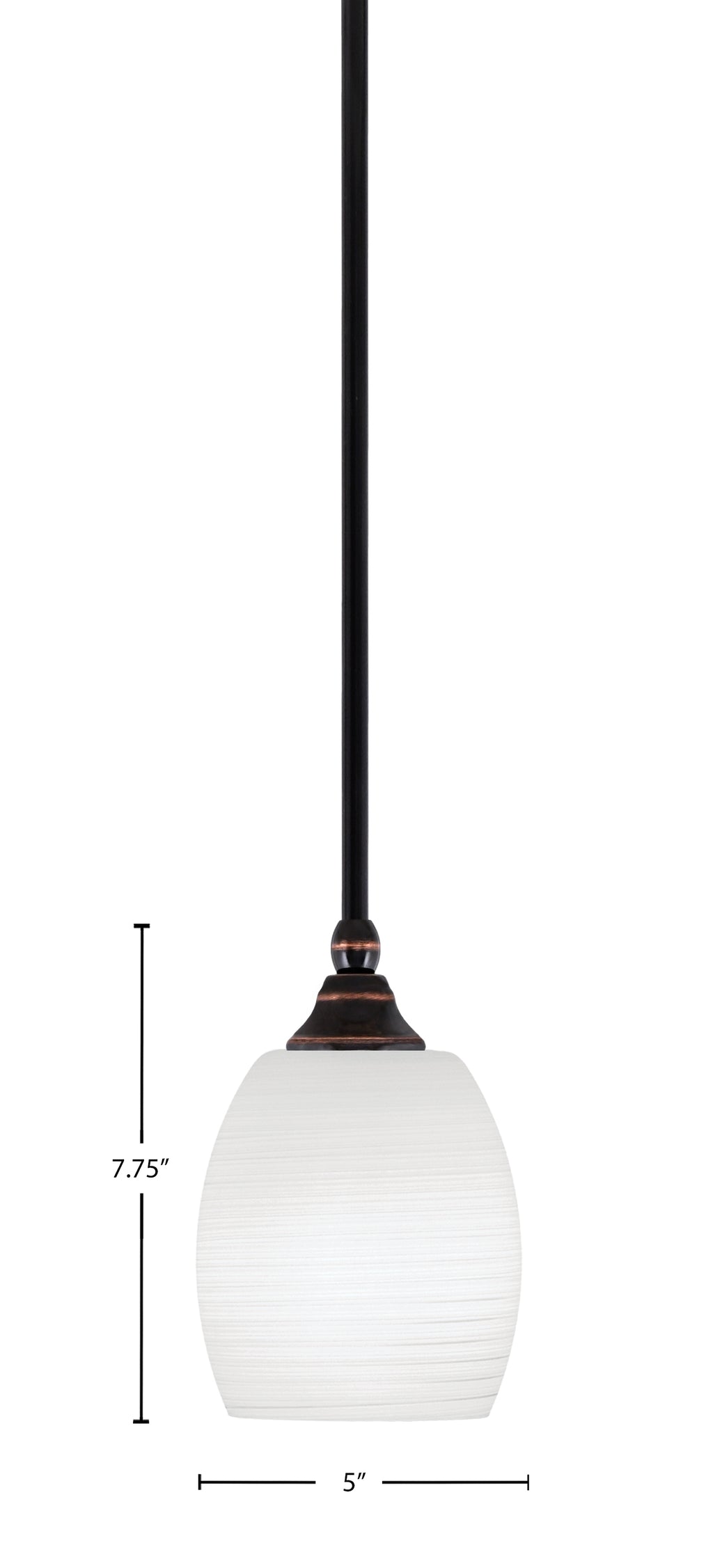 Stem One Light Mini Pendant in Black Copper with 5" White Linen Shade