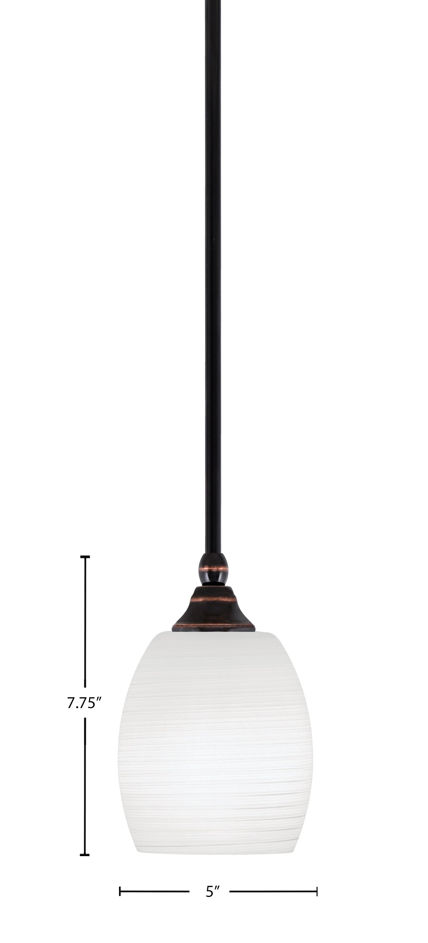 Stem One Light Mini Pendant in Black Copper with 5" White Linen Shade