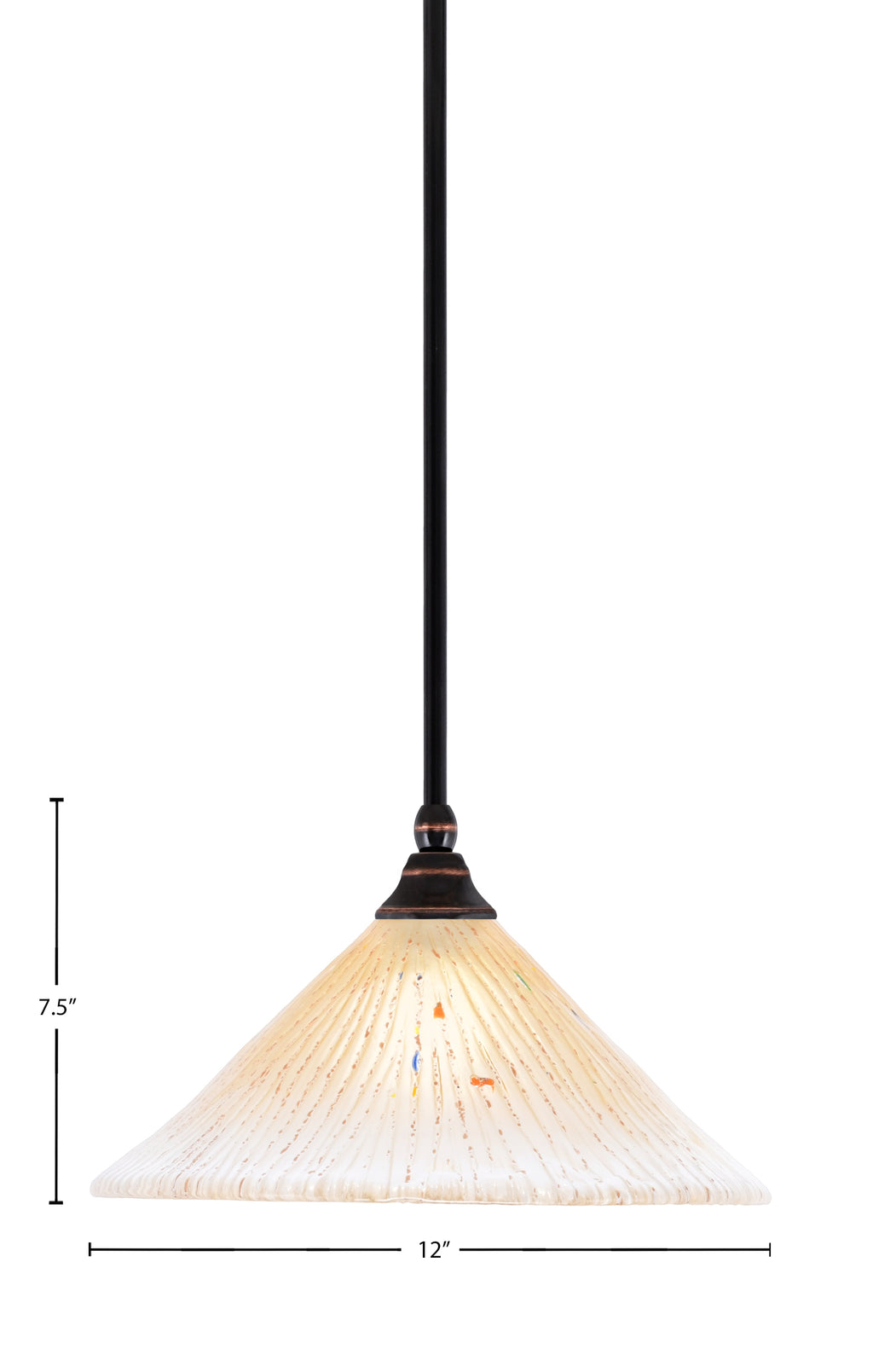 Any One Light Mini Pendant in Black Copper with 12" Amber Crystal Shade