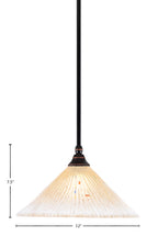 Any One Light Mini Pendant in Black Copper with 12" Amber Crystal Shade