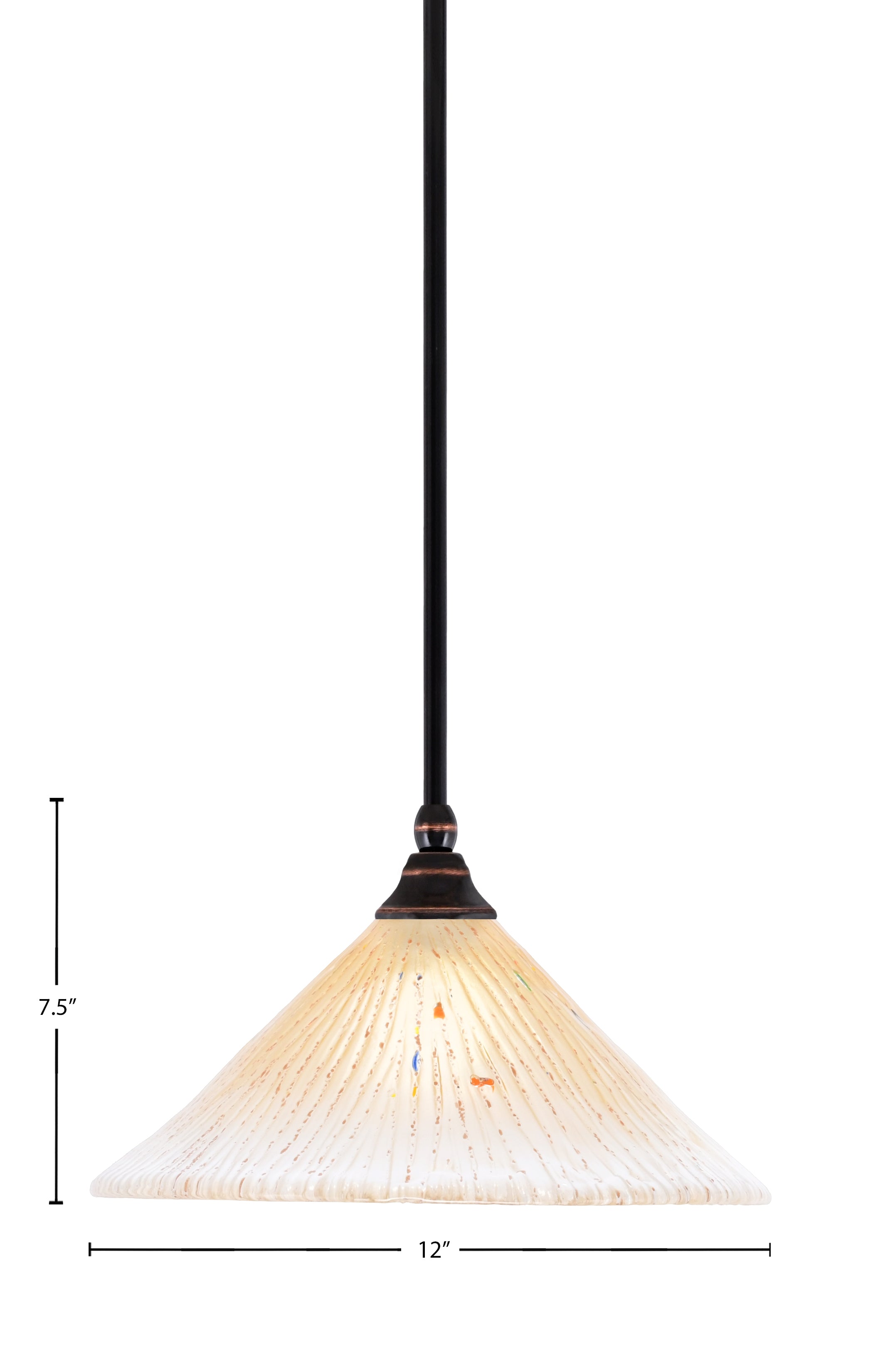 Any One Light Mini Pendant in Black Copper with 12" Amber Crystal Shade