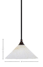Any One Light Mini Pendant in Black Copper with 12" Gold Ice Shade