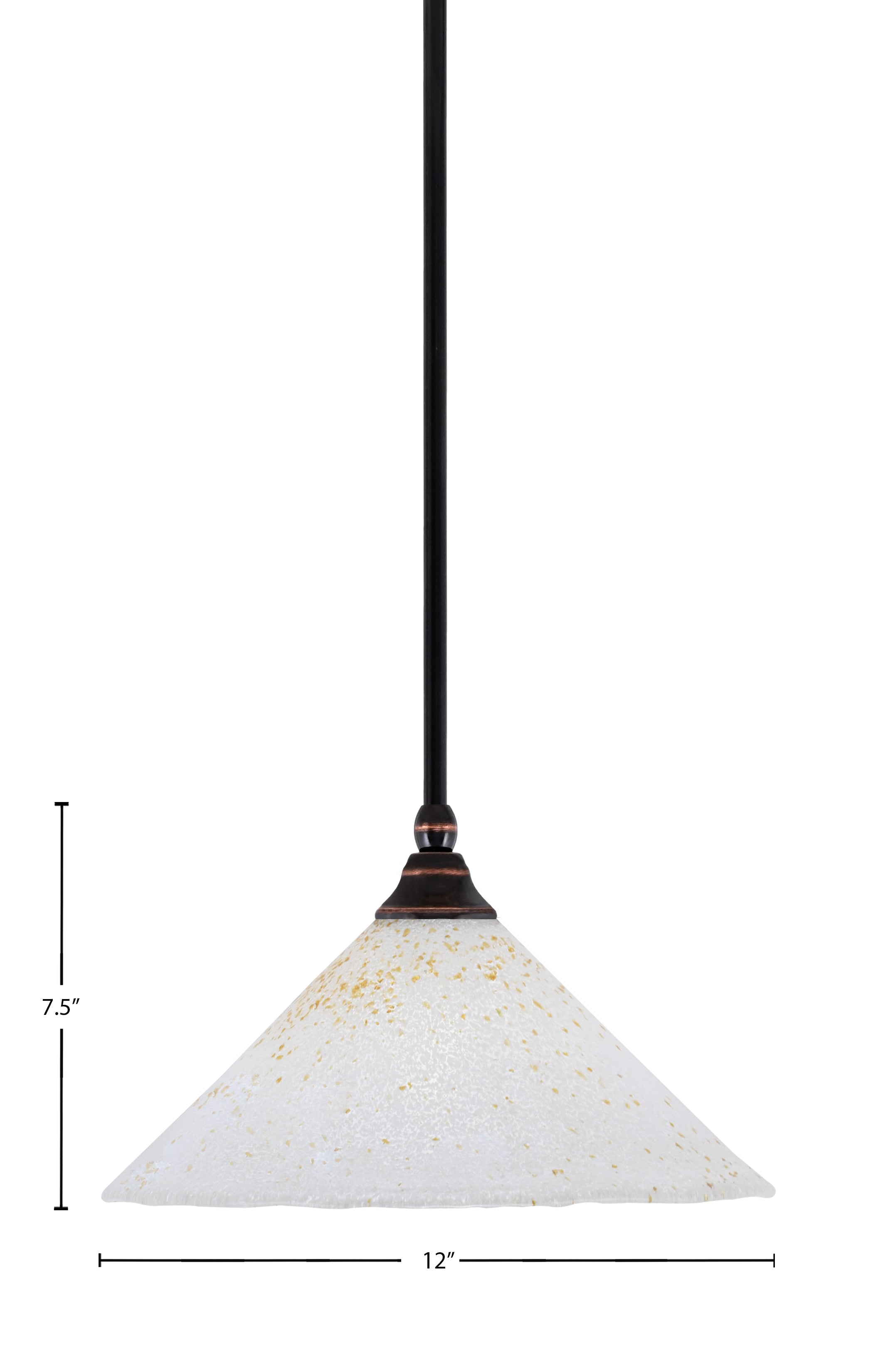 Any One Light Mini Pendant in Black Copper with 12" Gold Ice Shade